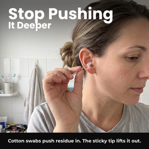 Voria EarClean used gently at the outer ear entrance