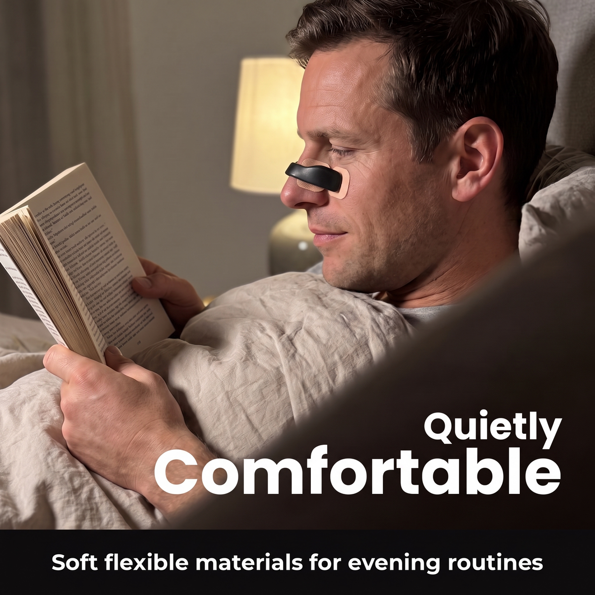 Voria BreezeFlow worn during an evening reading routine