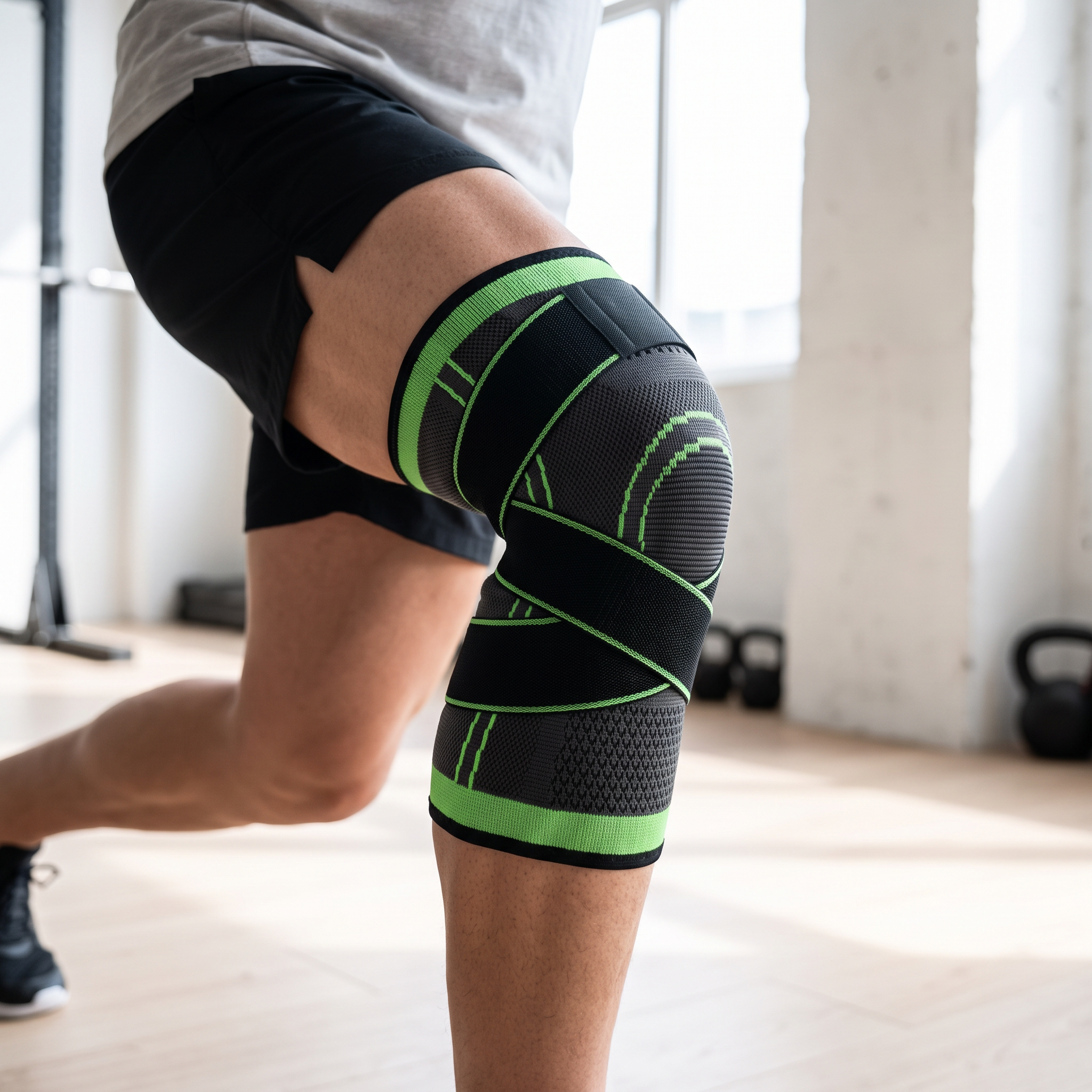 Voria Stride brace worn during a gym session