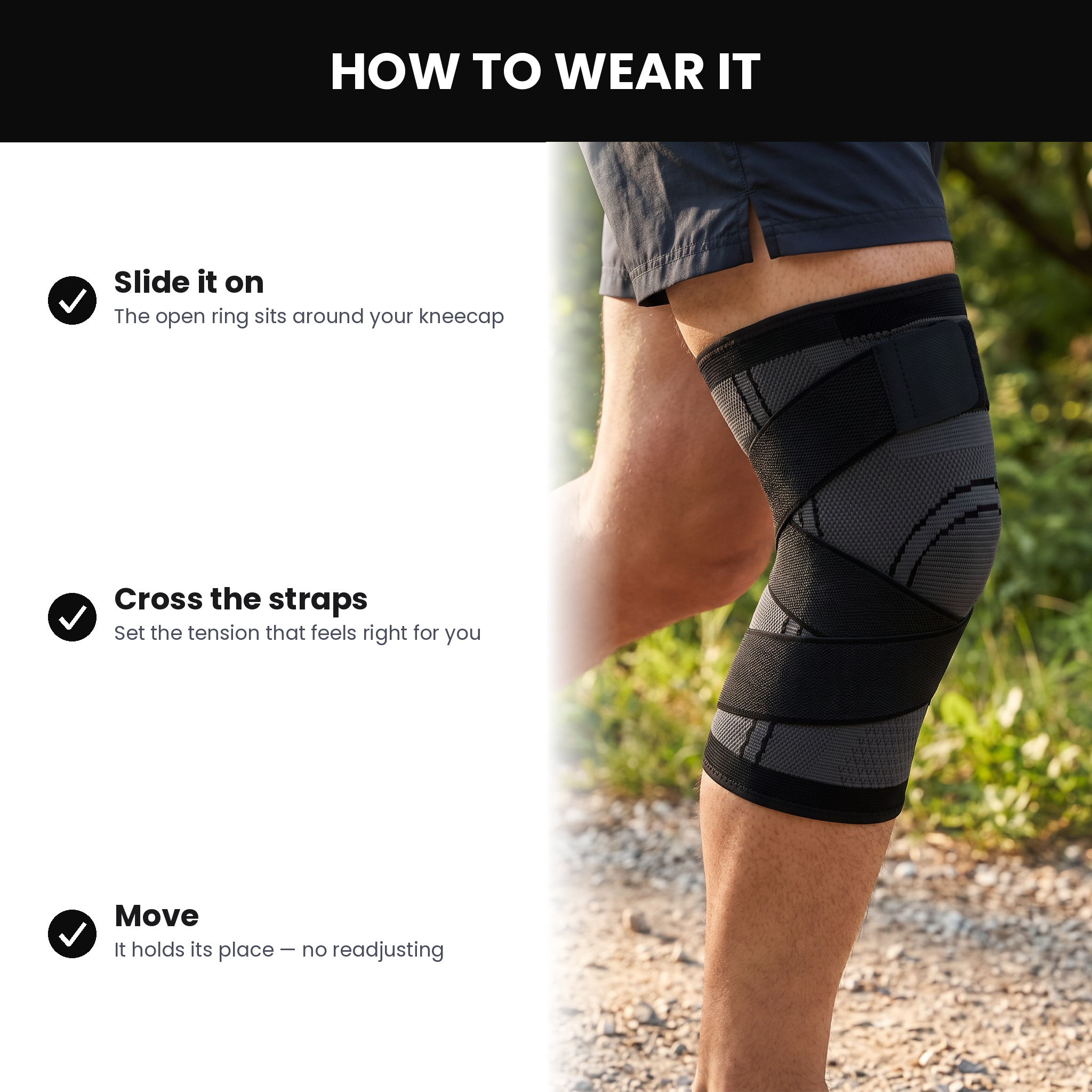 How to wear the Voria Stride knee brace